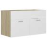 Sink Cabinet with Built-in Basin - White & Sonoma Oak