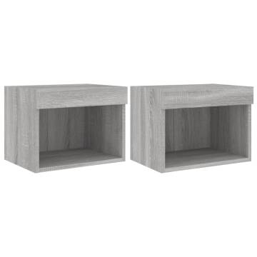 Stylish Bedside Cabinets with LED Lights - 2 pcs Grey Sonoma