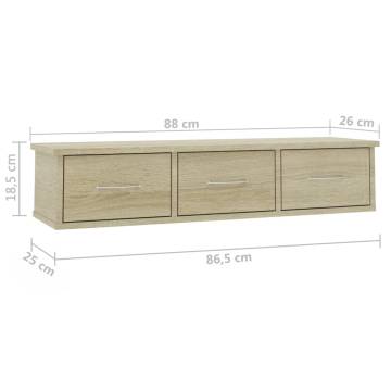 Wall-mounted Drawer Shelf Sonoma Oak - Stylish Storage Solution