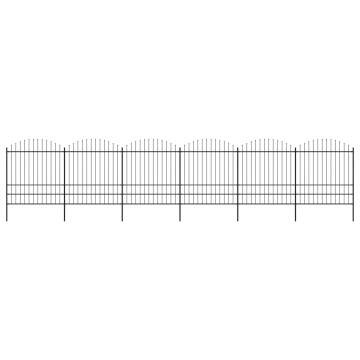 Garden Fence with Spear Top Steel - 10.2m Black | HipoMarket