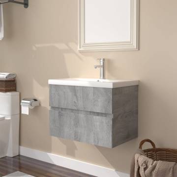 Stylish Sink Cabinet with Built-in Basin - Grey Sonoma