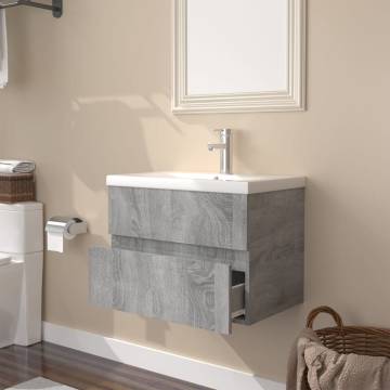 Stylish Sink Cabinet with Built-in Basin - Grey Sonoma