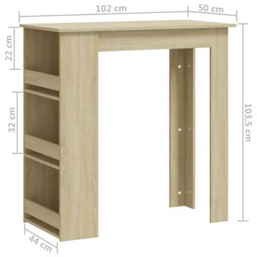 Bar Table with Storage Rack - Sonoma Oak | HipoMarket