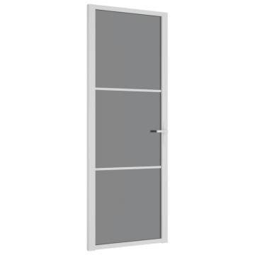 Interior Door 76x201.5 cm White ESG Glass & Aluminium