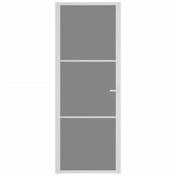 Interior Door 76x201.5 cm White ESG Glass & Aluminium