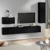 4 Piece Black Engineered Wood TV Cabinet Set | hipomarket.co.uk