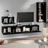 4 Piece Black Engineered Wood TV Cabinet Set | hipomarket.co.uk