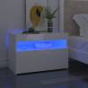 Bedside Cabinet & LED Lights - High Gloss White | HipoMarket