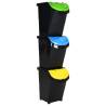 Stackable Waste Bins with Lids 3 pcs Black PP 120 L Colour black Capacity 120 l Number of bins 3 