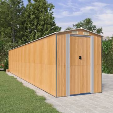 Light Brown Garden Shed 192x1021x223 cm - Galvanised Steel