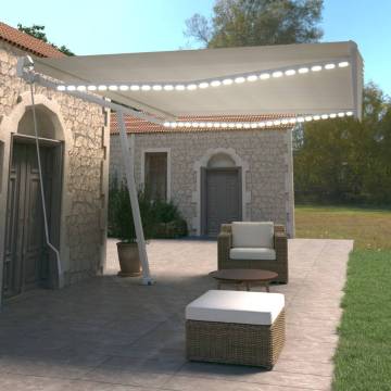 Manual Retractable Awning with LED - 500x350 cm Cream