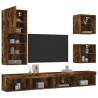 5 Piece TV Wall Units with LED Smoked Oak Engineered Wood Colour smoked oak Quantity in Package 1 