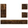 5 Piece TV Wall Units with LED Smoked Oak - Hipomarket