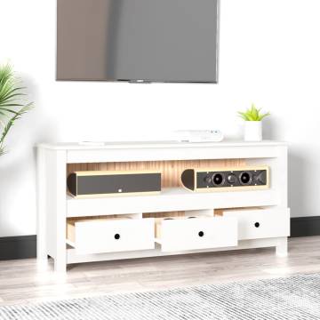 White Solid Pine TV Cabinet - Chic & Rustic Design | Hipo Market