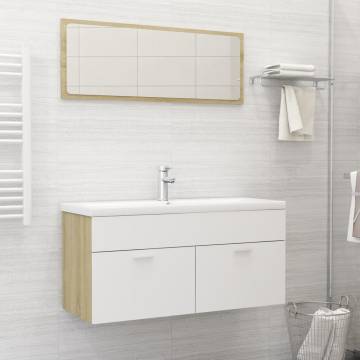 Stylish Bathroom Furniture Set - White & Sonoma Oak