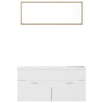 Stylish Bathroom Furniture Set - White & Sonoma Oak