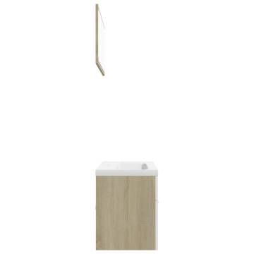 Stylish Bathroom Furniture Set - White & Sonoma Oak