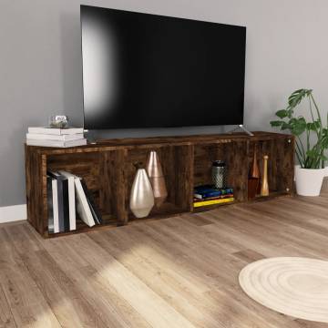 Stylish Smoked Oak Book & TV Cabinet - 36x30x143 cm