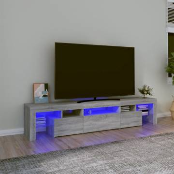 Stylish Grey Sonoma TV Cabinet with LED Lights - 200x36.5x40 cm