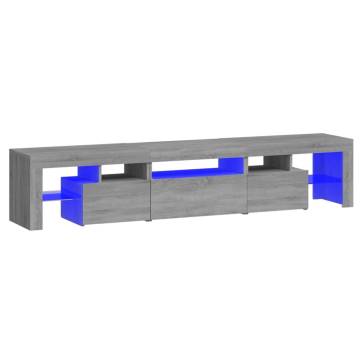 Stylish Grey Sonoma TV Cabinet with LED Lights - 200x36.5x40 cm