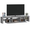 Stylish Grey Sonoma TV Cabinet with LED Lights - 200x36.5x40 cm