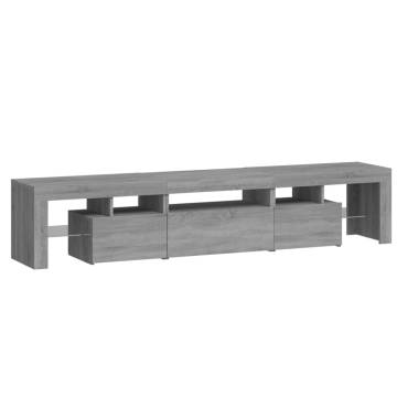 Stylish Grey Sonoma TV Cabinet with LED Lights - 200x36.5x40 cm