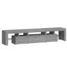 Stylish Grey Sonoma TV Cabinet with LED Lights - 200x36.5x40 cm