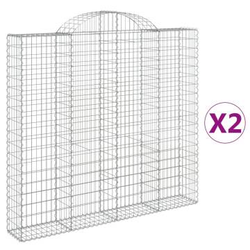 Arched Gabion Baskets 2pcs Galvanised Iron 200x30x180 cm