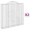 Arched Gabion Baskets 2pcs Galvanised Iron 200x30x180 cm