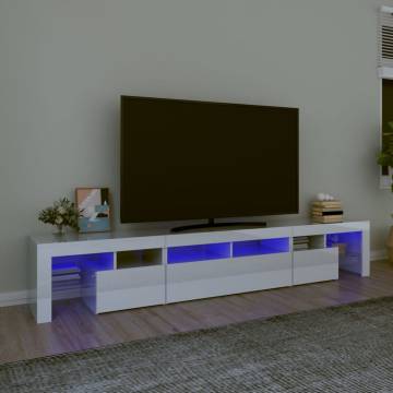 Modern TV Cabinet with LED Lights - High Gloss White | Hipo Market