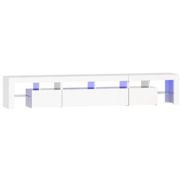 Modern TV Cabinet with LED Lights - High Gloss White | Hipo Market