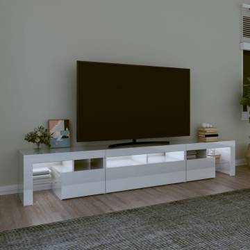 Modern TV Cabinet with LED Lights - High Gloss White | Hipo Market