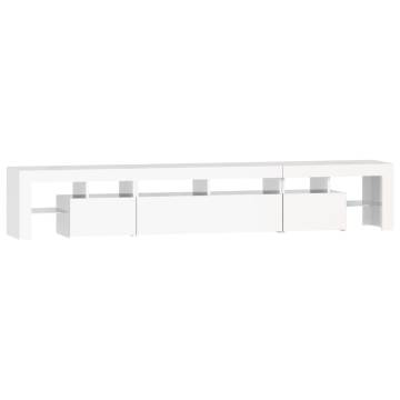 Modern TV Cabinet with LED Lights - High Gloss White | Hipo Market