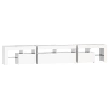 Modern TV Cabinet with LED Lights - High Gloss White | Hipo Market