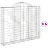 Arched Gabion Baskets - 6 pcs Galvanised Iron | Hipomarket