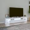 Modern High Gloss White TV Cabinet with LED Lights - 200x36.5cm