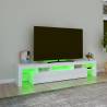 Modern High Gloss White TV Cabinet with LED Lights - 200x36.5cm