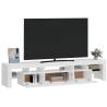 Modern High Gloss White TV Cabinet with LED Lights - 200x36.5cm