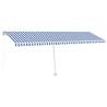 Blue & White Manual Retractable Awning with LED - 600x300 cm