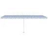 Blue & White Manual Retractable Awning with LED - 600x300 cm