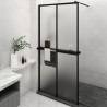 Walk-in Shower Wall with Shelf Black 118x190 cm ESG Glass&Aluminium Colour frosted Size 118 x 190 cm Model 2x2 grids 