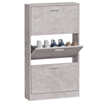 Shoe Cabinet Concrete Grey 59x17x108 cm - Stylish Storage