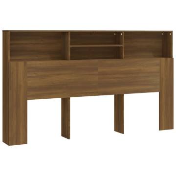 Stylish Brown Oak Headboard Cabinet - 180x19x103.5 cm