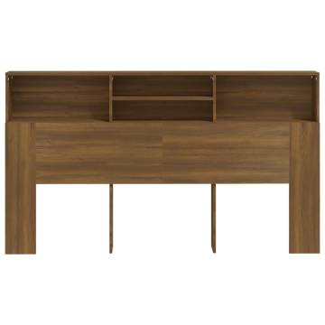 Stylish Brown Oak Headboard Cabinet - 180x19x103.5 cm