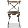 Dining Chairs Set of 4 - Solid Mango Wood & Steel Cross Back