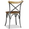 Dining Chairs Set of 4 - Solid Mango Wood & Steel Cross Back