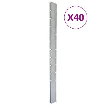 Garden Fence Posts - 40 pcs Silver 260 cm Galvanised Steel