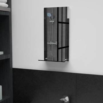 Stylish Wall Mirror with Shelf - 20x40 cm Tempered Glass