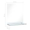 Stylish Wall Mirror with Shelf - 20x40 cm Tempered Glass