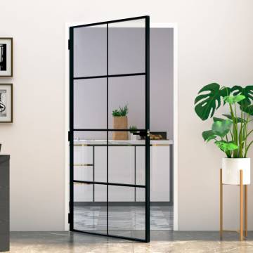 Interior Door Black 102x201.5 cm - Tempered Glass & Aluminium